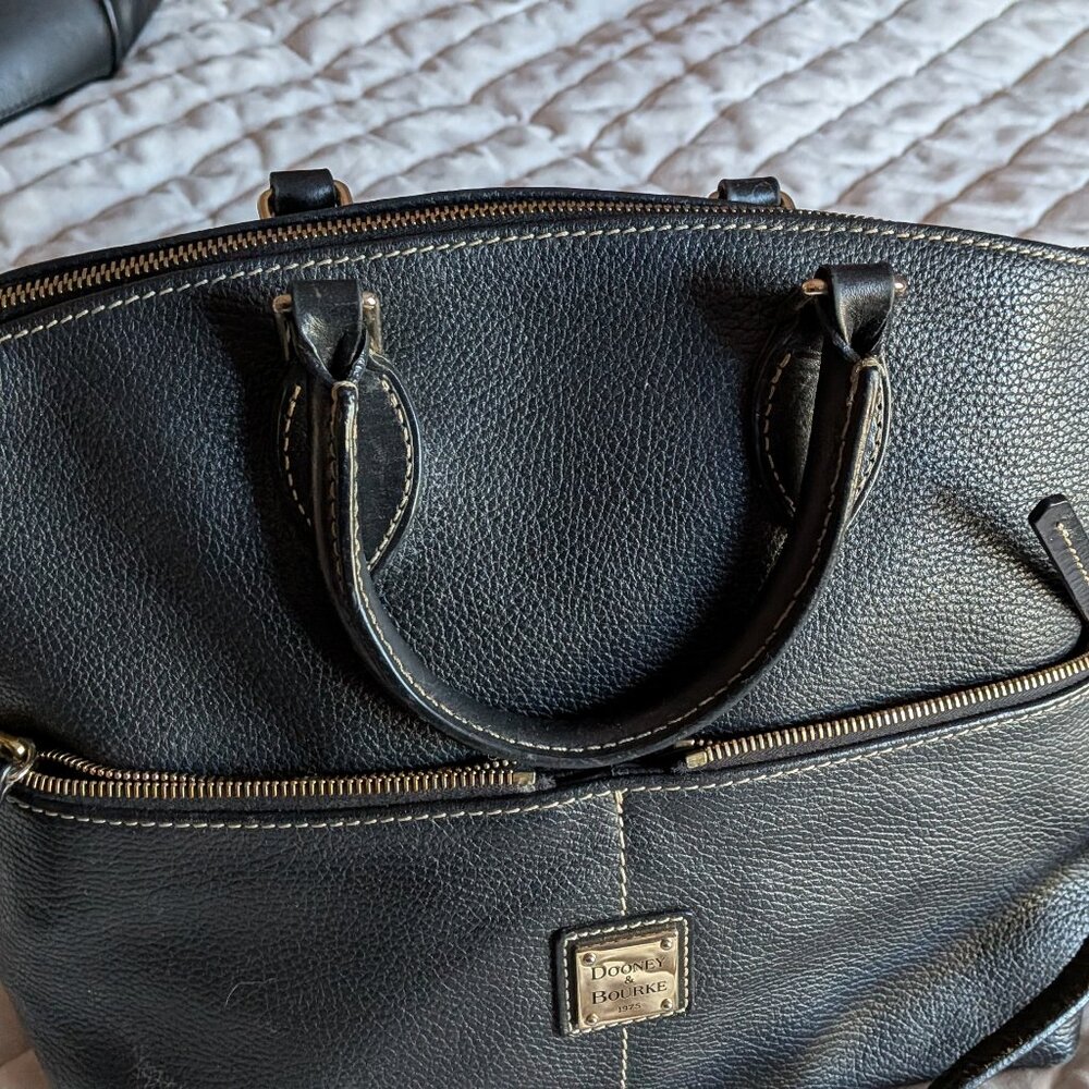 Dooney & Bourke Pebble Grain Leather Domed Satchel Bag Black